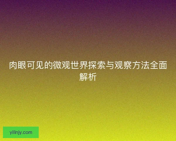 肉眼可见的微观世界探索与观察方法全面解析