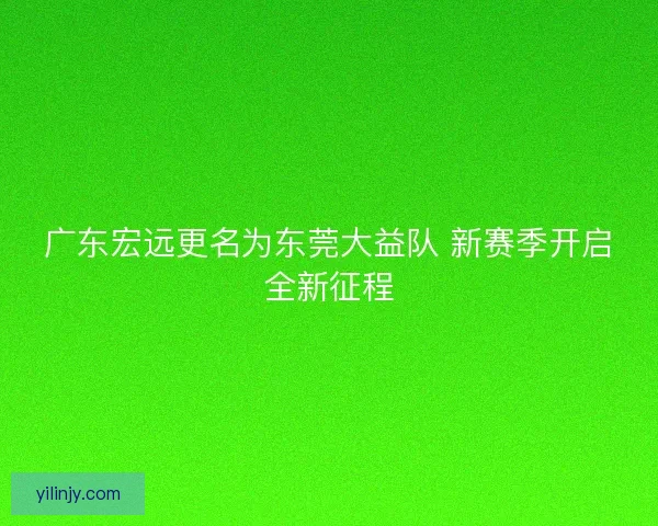 广东宏远更名为东莞大益队 新赛季开启全新征程