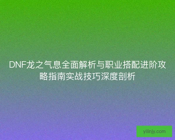 DNF龙之气息全面解析与职业搭配进阶攻略指南实战技巧深度剖析